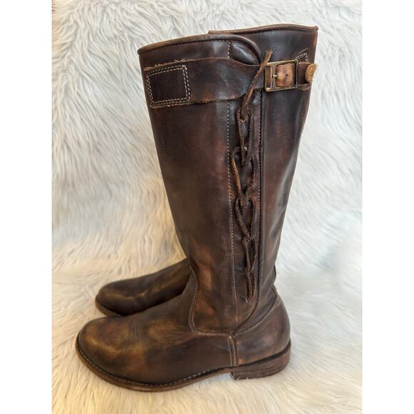 BED STU Cobbler Series 608 Riding Boots Leather Knee High Western Flat, Brown - Picture 4 of 10